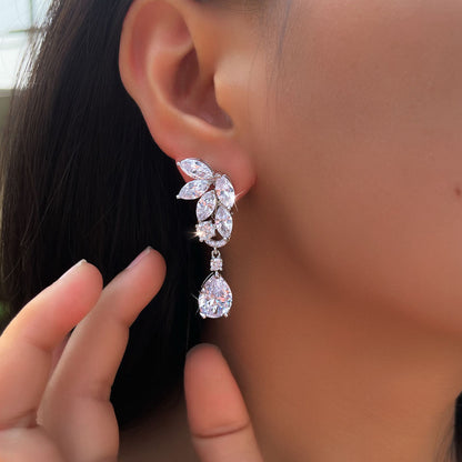 Elise Crystal Water Drop Clip-On Earrings