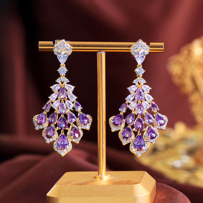 Violetta Purple Crystal Drop Earrings