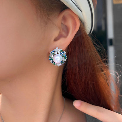 Bleuette Pearl Flower Stud Earrings