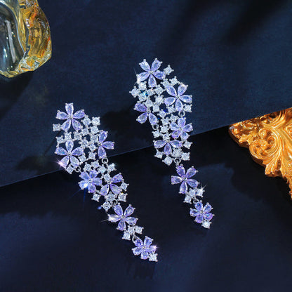 Amethysta Floral Crystal Drop Earrings