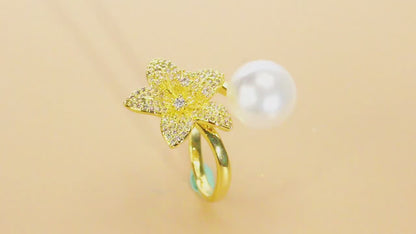 Pearl Petal Crystal Ring