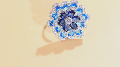 Sapphire Bloom Adjustable Ring