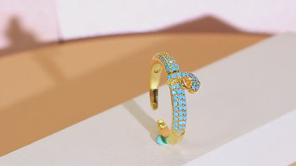 Turquoise Heart Open Cuff Ring