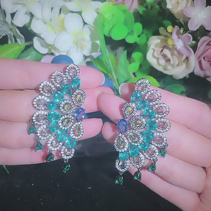 Serena Peacock Green Tassel Earrings
