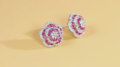 Roselle Flower Stud Earrings