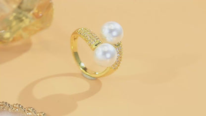 Pearl Duet Pavé Crystal Ring