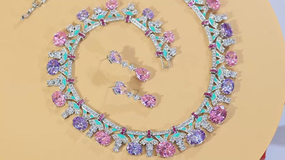 Dahlia Pink & Purple Crystal Jewelry Set