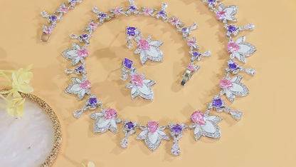 Mirabelle Purple & Pink Crystal Necklace Set