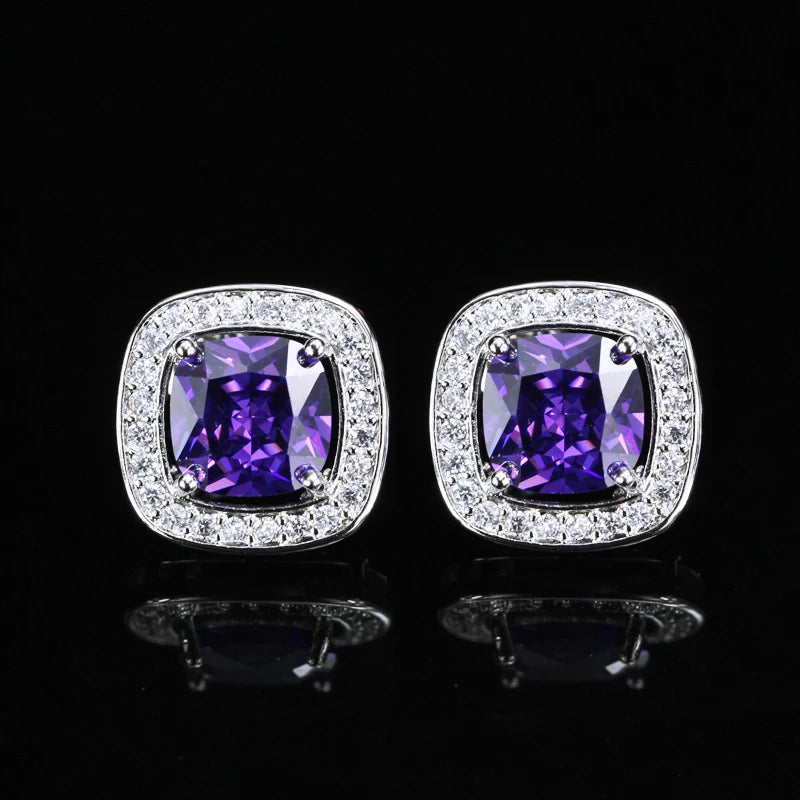 Livia Square Crystal Stud Earrings