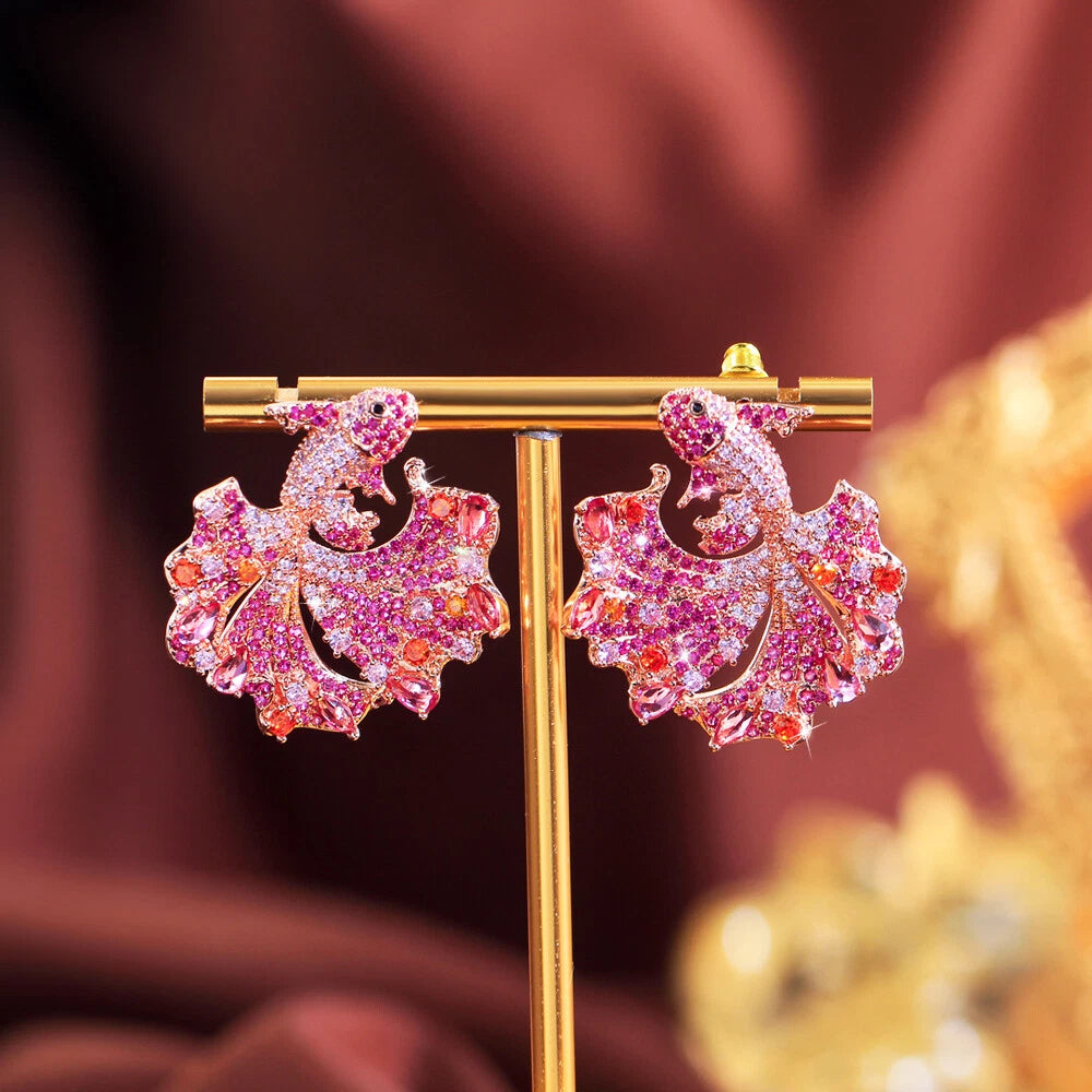 Coraline Pink Fish Drop Earrings