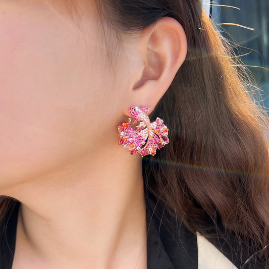 Coraline Pink Fish Drop Earrings
