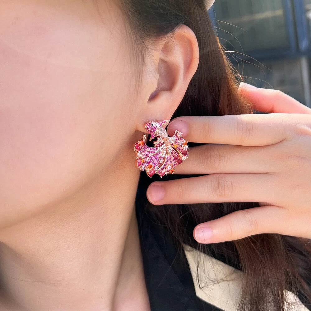 Coraline Pink Fish Drop Earrings